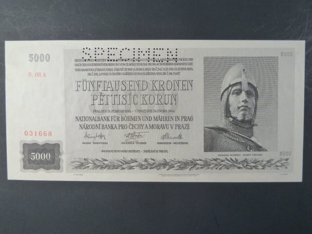 5000 K 24.2.1944 série 08 A, perf. SPECIMEN