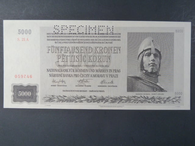 5000 K 1944 série 21 A, perf. SPECIMEN