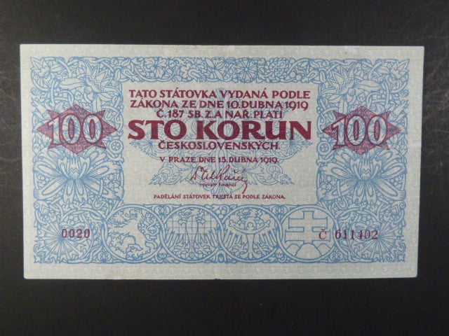 100 Kč 1919 série 0020