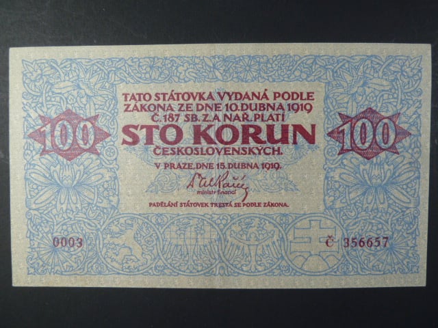 100 Kč 15.4.1919 série 0003
