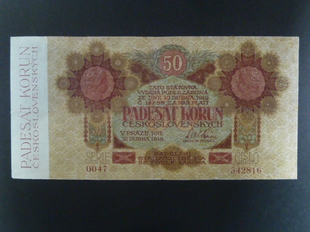 50 Kč 1919 série 0047 úzké číslice