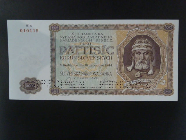 5000 Ks 1944 série 5In, nevydaná, 2x perf. SPECIMEN dole