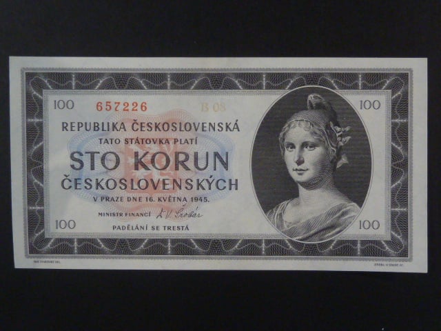 100 Kčs 1945 série B 08