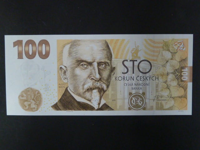 100 Kč 2019 s. TF 04 pamětní k 100.výročí budování české měny, motiv s Rašínem, dárkový obal