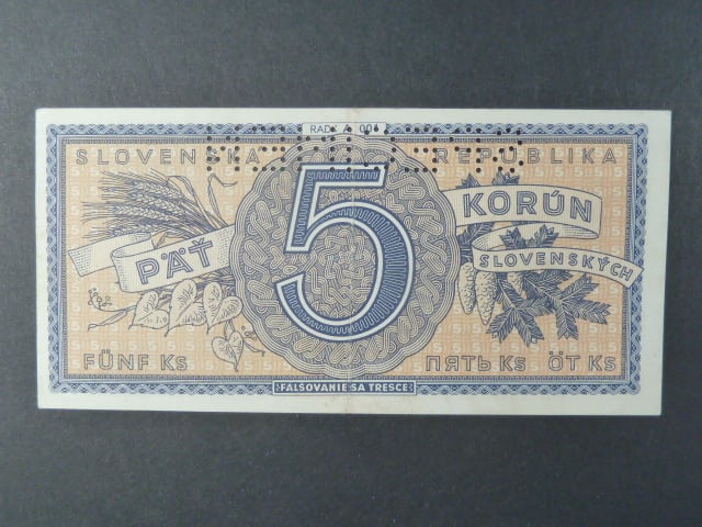 5 Ks 1945 série A 001, perf. SPECIMEN