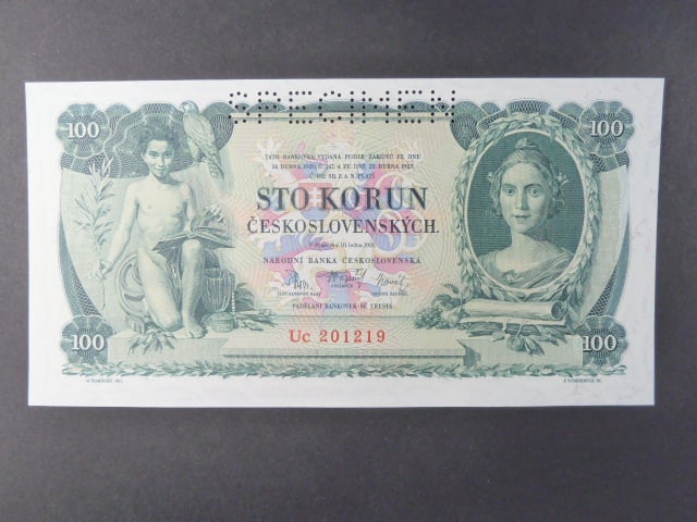 100 Kč 10.1.1931, serie Uc, III.vydání, perf. SPECIMEN