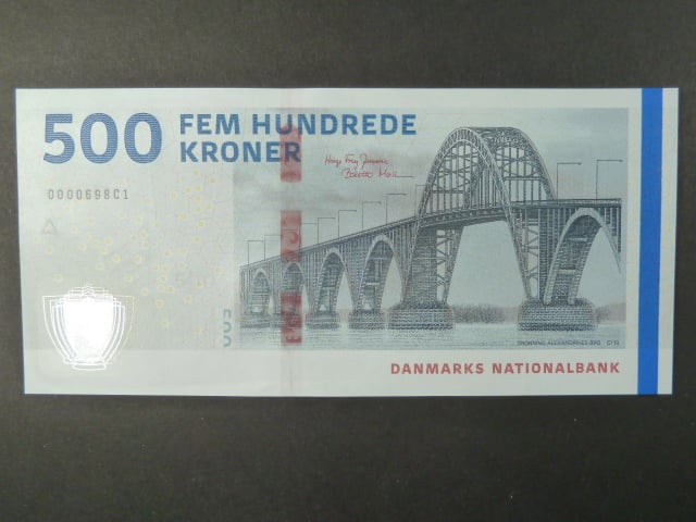 500 Kroner 2019, podpis "Moller"/"Hugo Frey Jensen", BNB. B943a