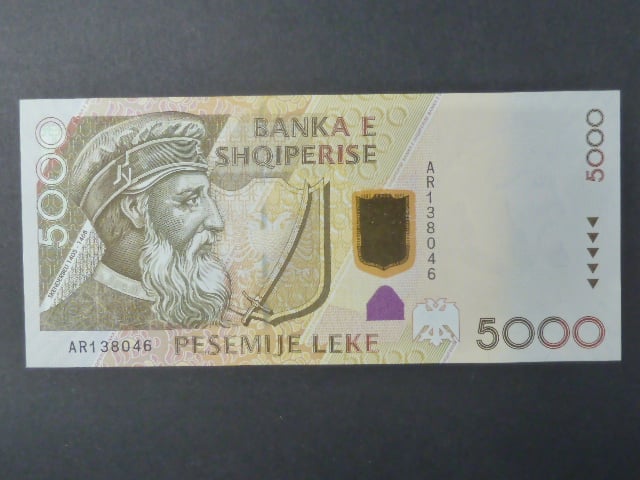 5000 Leke 2007, podpis "Ardian Fullani"/"Valer Miho", BNB. B321a