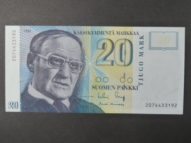 20 Markkaa / Mark 1993 var. podpisů, BNB. B402a
