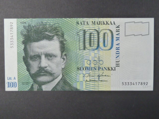 100 Markkaa / Mark 1986 var. podpisů, BNB. B404a