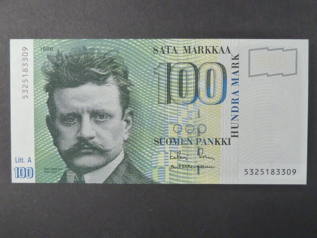 100 Markkaa / Mark 1986 var. podpisů, BNB. B404a