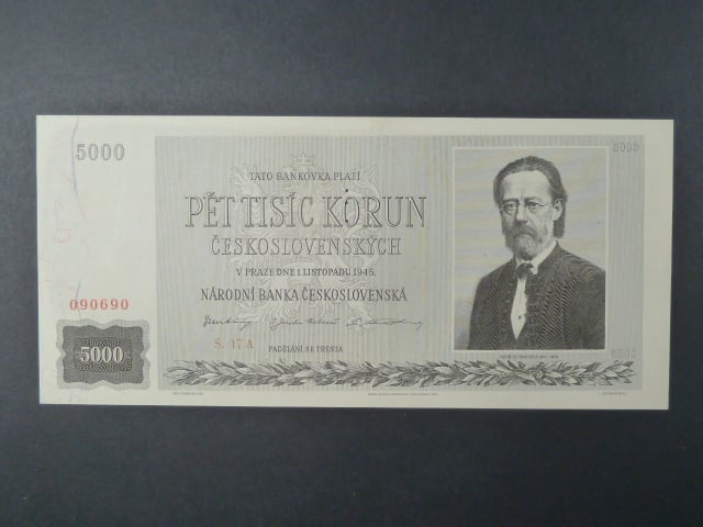 5000 Kčs 1.11.1945 série 17 A, perf. "3md"