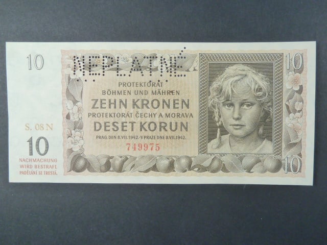 10 K 8.7.1942, série 08 N, perf. NEPLATNÉ