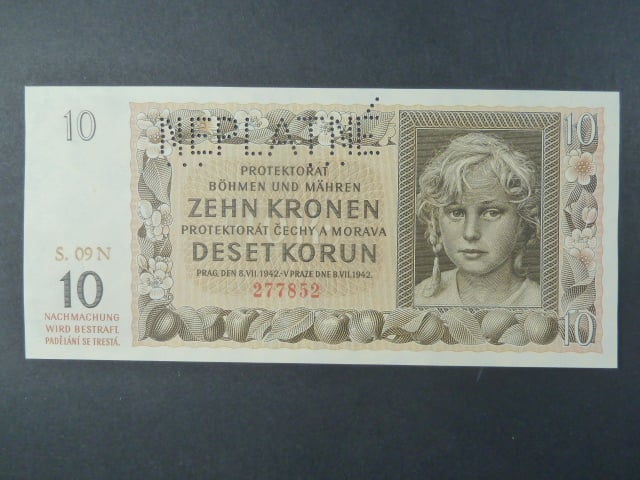 10 K 1942 série 09 N, perf. NEPLATNÉ