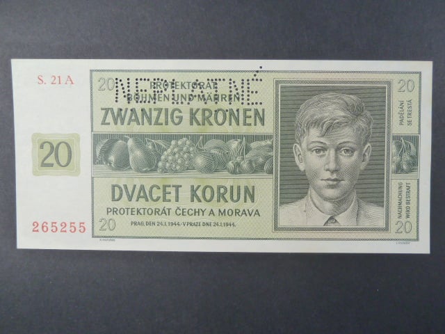 20 K 24.1.1944, série 21 A, perf. NEPLATNÉ, He. 40 S2