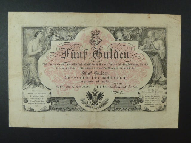 5 Gulden 1866 série Bx 16