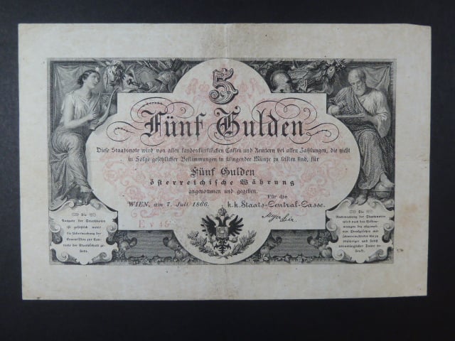 5 Gulden 1866 série Ev 45