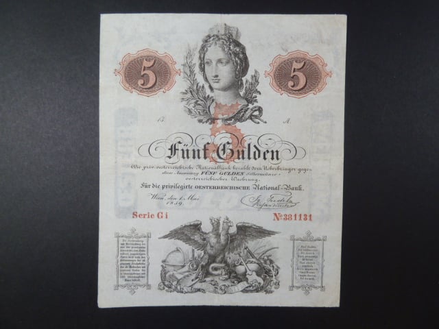 5 Gulden 1.5.1859 série Gi, Ri. 132