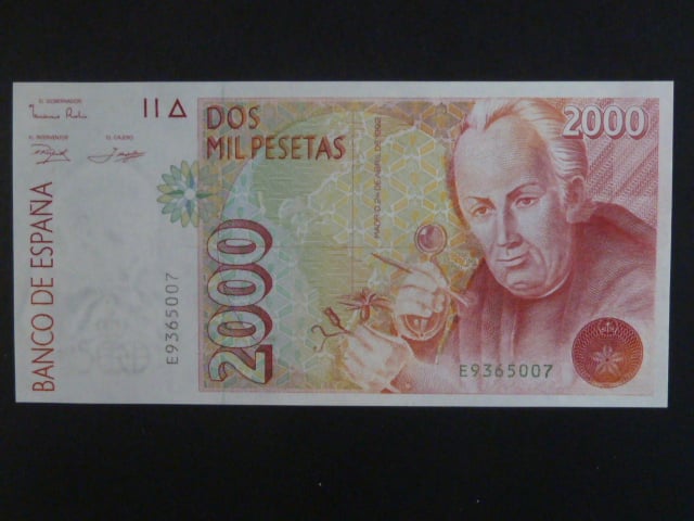 2000 Pesetas 1992, série E, BNB. B628a