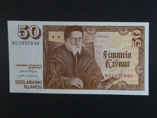 50 Krónur 1961 podpis"Ólafsson/Nordal", BNB B808a