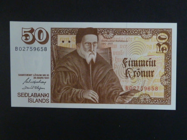 50 Krónur 1961 podpis"Hajartarson/Ólafsson", BNB B808c