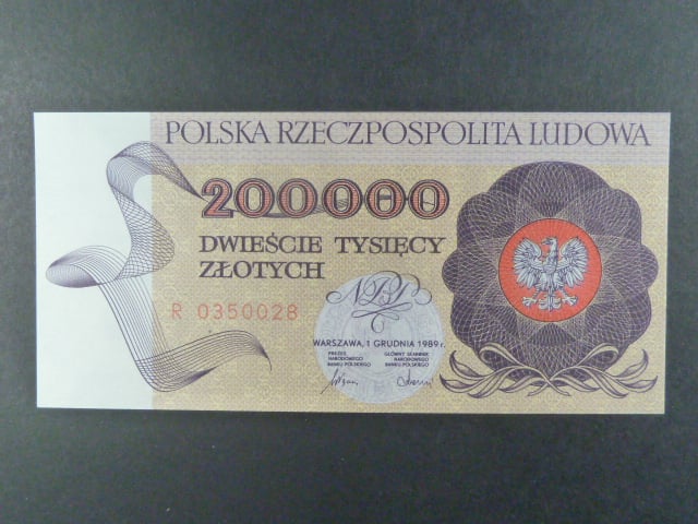 200.000 Zlotych 1.12.1989 série R, BNB. B845a