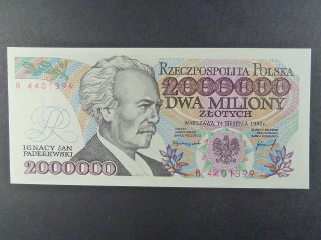 2.000.000 Zlotych 14.8.1992 série B "KONSTYTUCYJNY", BNB. B848b