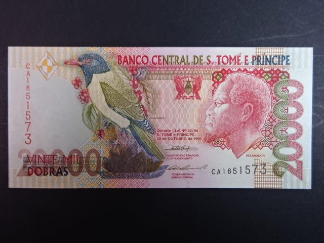 SVATÝ TOMÁŠ, 20.000 Dobras 1996, 2 bezpečnostní proužky, BNB. B305b