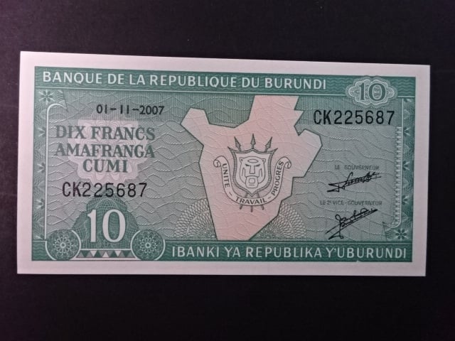 BURUNDI, 10 Francs 2007, BNB. B214l
