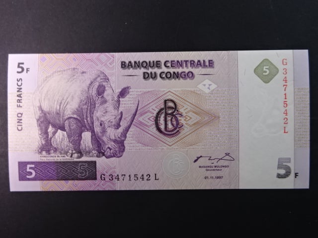 KONGO, 5 Francs 1997 G/L, BNB. B307b