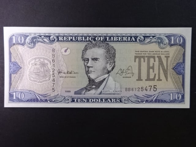 LIBÉRIE, 10 Dollars 1999, BNB. B302a