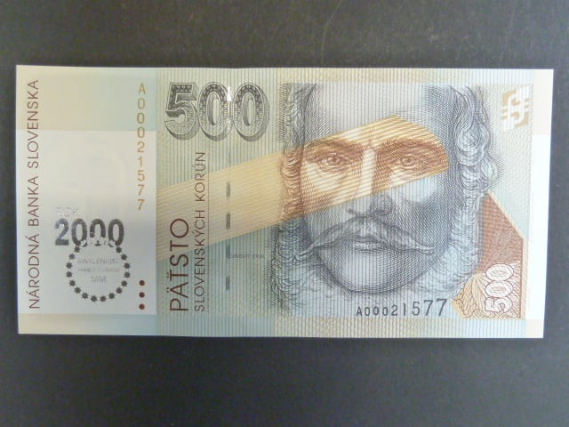 500 Sk 1.10.1993/2000 série A, přítisk Bi-milénium