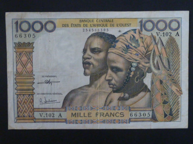 ZÁPADNÍ AFRIKA, POBŘEŽÍ SLONOVINY, 1000 Francs 1972 A, BNB. B108Ai