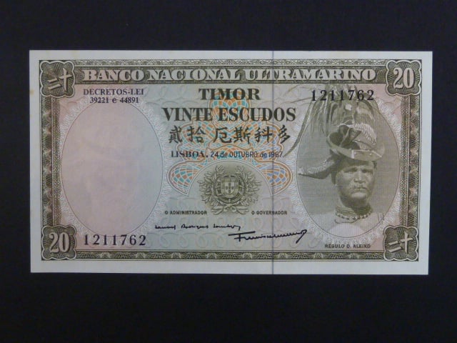 TIMOR, 20 Escudos 1967, BNB. B128d, Pi. 26
