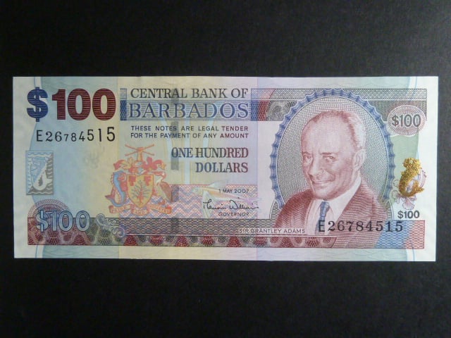 BARBADOS, 100 Dollars 2007, BNB. B230a, Pi. 71