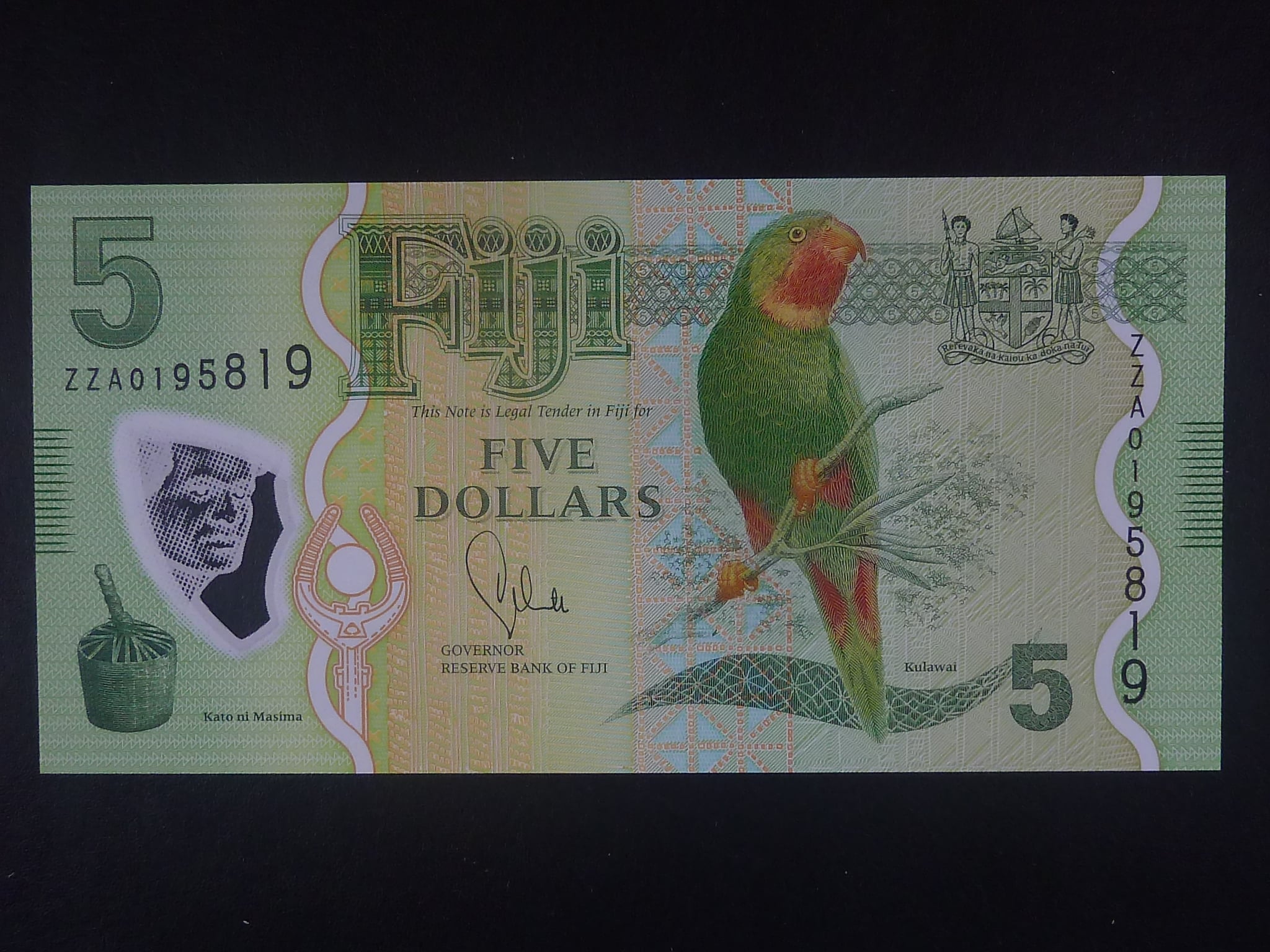 FIDŽI, 5 Dollars 2013 série ZZA Replacement, BNB. B526az, Pi. 115