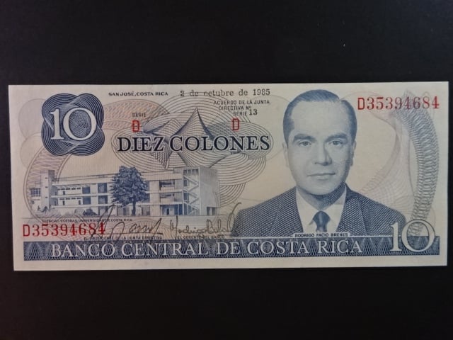 KOSTARIKA, 10 Colones 2. 10. 1985, BNB. B523u, Pi. 237b