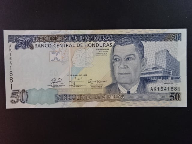 HONDURAS, 50 Lempira 2008, BNB. B341c, Pi. 94A