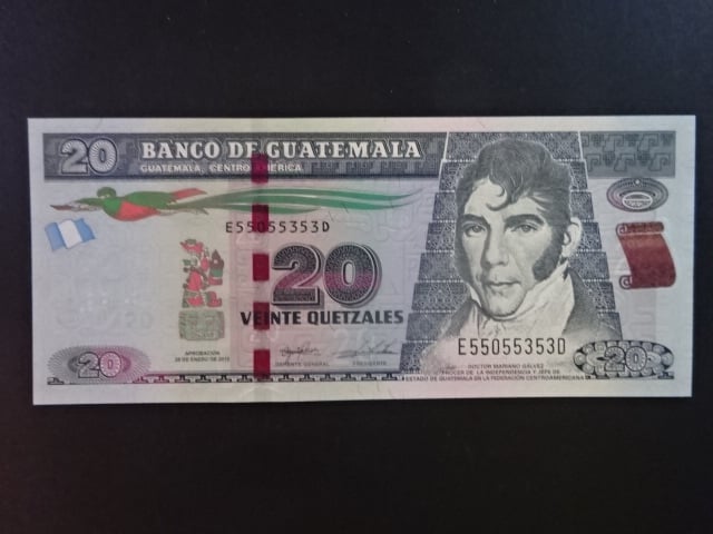 GUATEMALA, 20 Quetzales 2015, BNB. B608b, Pi. 124