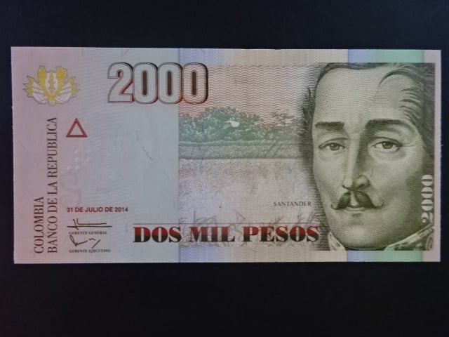 KOLUMBIE, 2000 Pesos 2014 (intro 2015), BNB. B988z, Pi. 457