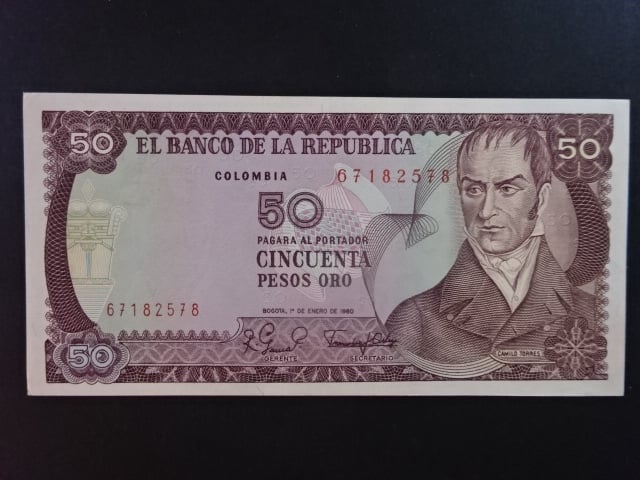 KOLUMBIE, 50 Pesos 1980, BNB. B954a, Pi. 422