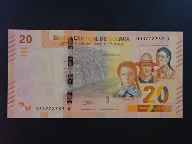 BOLÍVIE, 20 Bolivianos 2018, BNB. B418a, Pi. 249