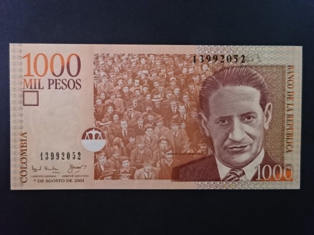 KOLUMBIE, 1000 Pesos 2001, BNB. B985a, Pi. 450
