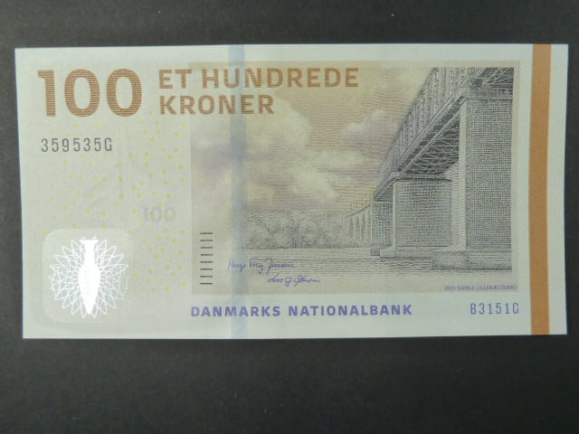 100 Kroner 2015, podpis "Lars Gerrild Sorensen"/"Hugo Frey Jensen", BNB. B936d, Pi. 66
