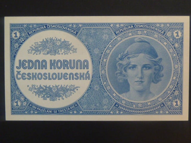 1 Kčs 1946, nevydaná, světle modrá