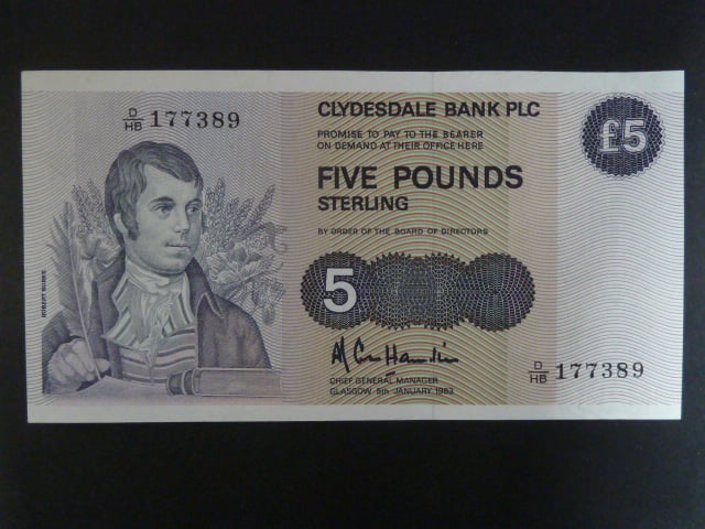 Clydesdale Bank plc, 5 Pounds 1982, BNB. B1143a, Pi. 212a/b