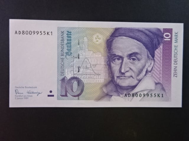 Bundesrepublik, 10 Deutsche Mark 2.1.1989 série AD/K, Ros. 292