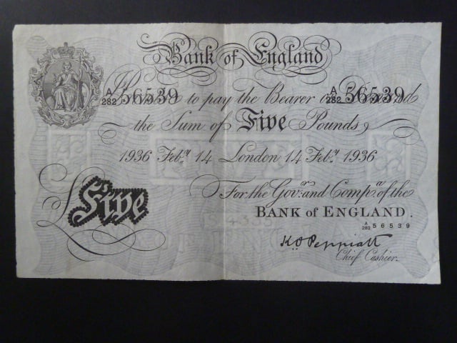 5 Pounds 14.Feb.1936 "Peppiat" padělek z KT Sachsenhausen, BNB. B161h20