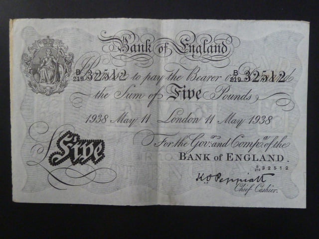 5 Pounds 11.May.1938 "Peppiat" padělek z KT Sachsenhausen, BNB. B161h20