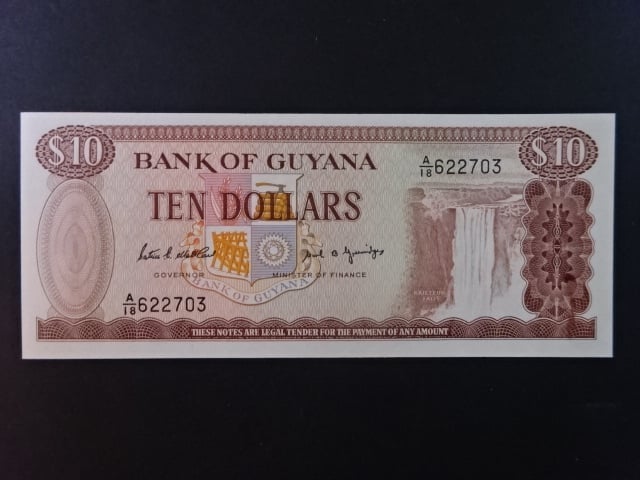 GUYANA, 10 Dollars 1989, BNB. B103g, Pi. 23